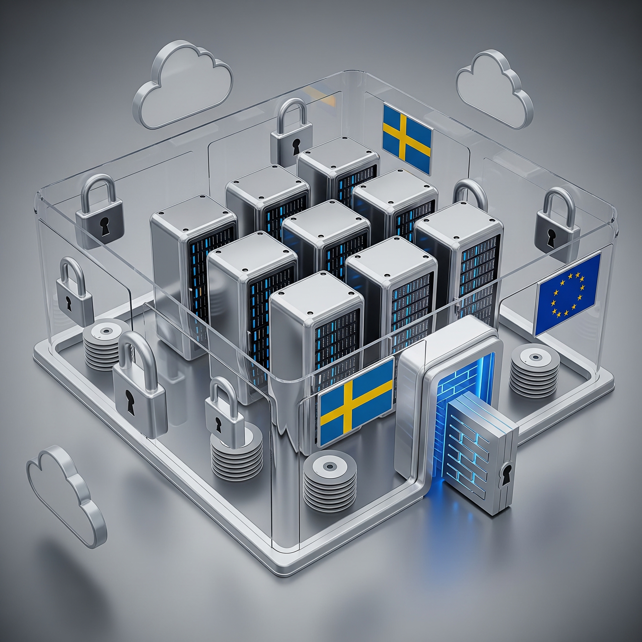 A secure data center server room.